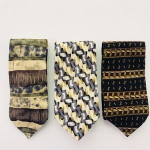Surrey 100% Silk Ties Set of 3 Black Green Grey Bu